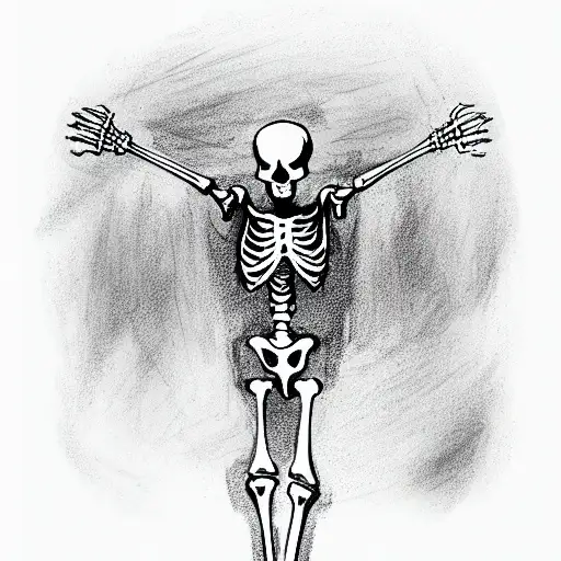 a skeleton praying to god tattoo design idea