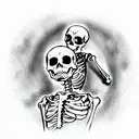 a skeleton praying to god tattoo design idea