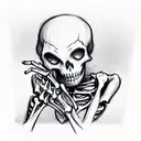a skeleton praying to god tattoo design idea