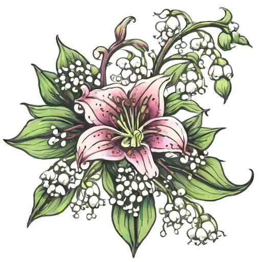 lily of the valley trap stamp tattoo design idea