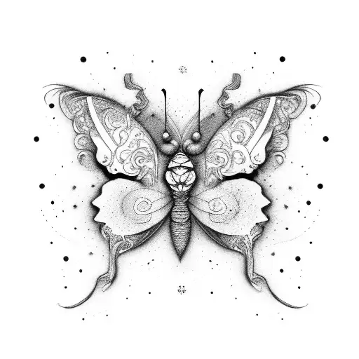 suminagashi glitched butterfly tattoo design idea