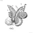 suminagashi butterfly tattoo design idea