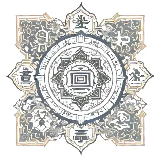 The 8 Auspicious Symbols of Buddha surrounded tattoo design idea