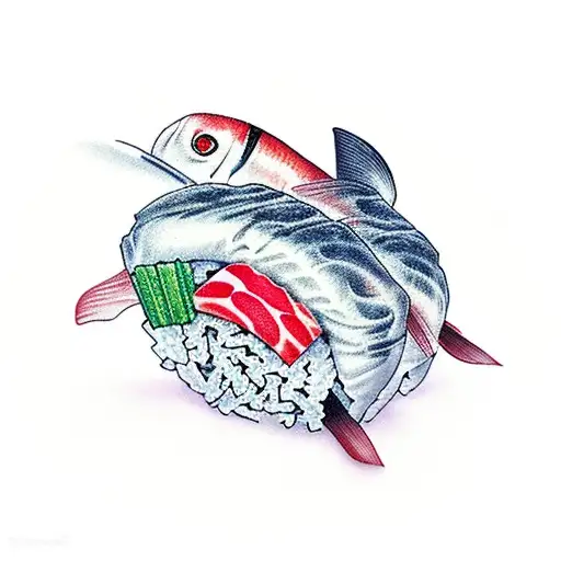 sushi rolled like a joint tattoo design idea