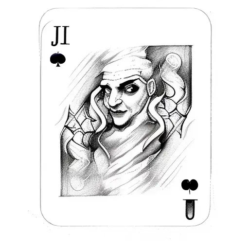 poker card with jester and stars tattoo design idea