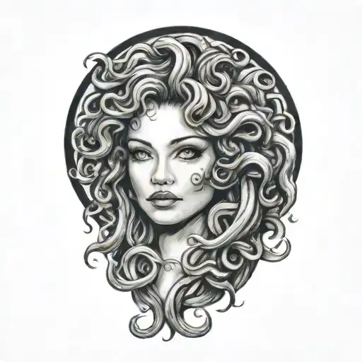 sexy medusa smile realistic drawing tattoo design idea