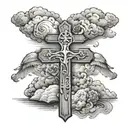 clouds surrounding bible verses with cross tattoo tattoo design idea