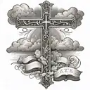 clouds surrounding bible verses with cross tattoo tattoo design idea