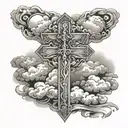 clouds surrounding bible verses with cross tattoo tattoo design idea