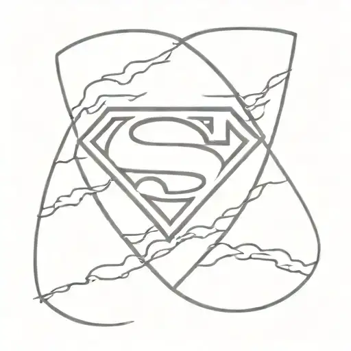 Superman shield with volleyball on fire tattoo design idea