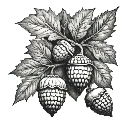 acorn is the oak tree tattoo design idea