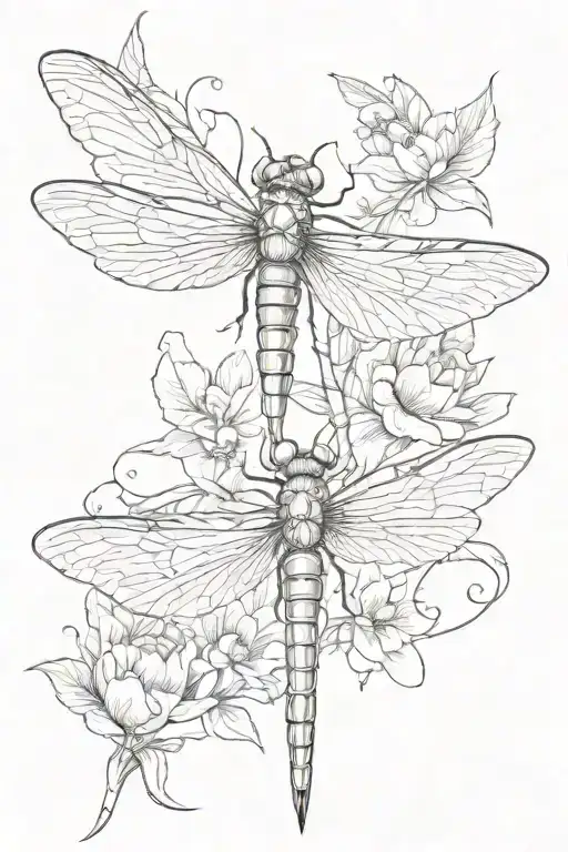 Back tattoo with a dragonfly and hummingbird  tattoo design idea