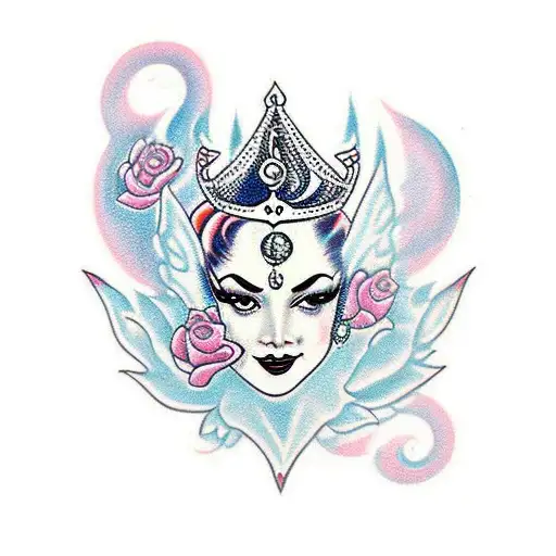 chakra princess pinup tattoo design idea