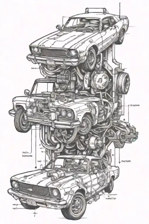 car tatto diagram engineer tattoo design idea