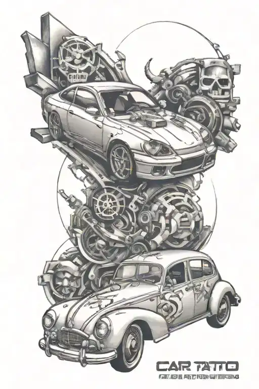 car tatto diagram forming the shape tattoo design idea