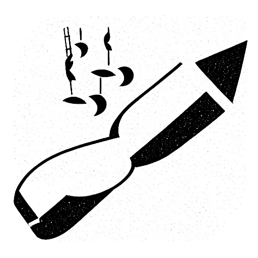 cricket bat and aeroplane with music logo tattoo design idea