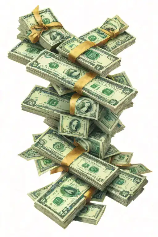 A stack of money with intricate designs and patterns, showcasing the client's affinity for wealth and prosperity tattoo design idea