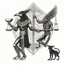 Thoth and Anubis holding a scale tattoo design idea