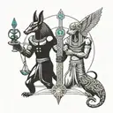 Thoth and Anubis holding a scale tattoo design idea