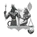 Thoth and Anubis holding a scale tattoo design idea