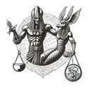 Thoth and Anubis holding a scale tattoo design idea