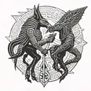 Thoth and Anubis  tattoo design idea