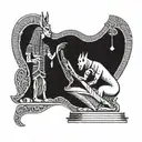 Thoth reading book and Anubis holding a scale tattoo design idea