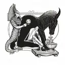 Thoth reading book and Anubis holding a scale tattoo design idea