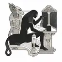 Thoth reading book and Anubis holding a scale tattoo design idea