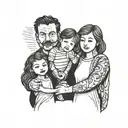 dad and 2 daughters holding hands tattoo design idea