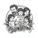 dad and 2 daughters holding hands tattoo design idea