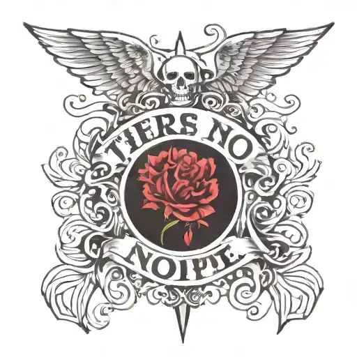 The words: "there is no hope" are crossed out tattoo design idea