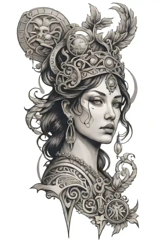 goddess hestia and her symbols tattoo design idea