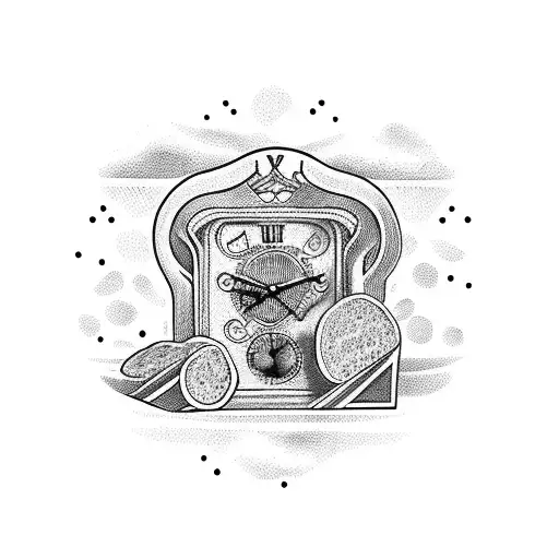 Bread and Clock tattoo design idea