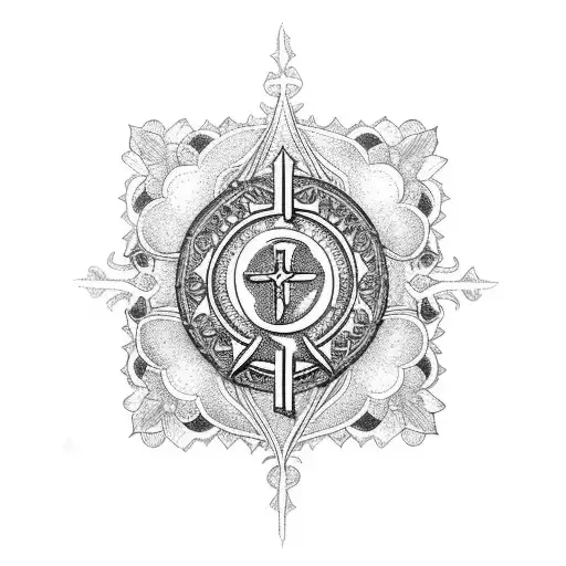 Christian Cross with butterflies tattoo design idea