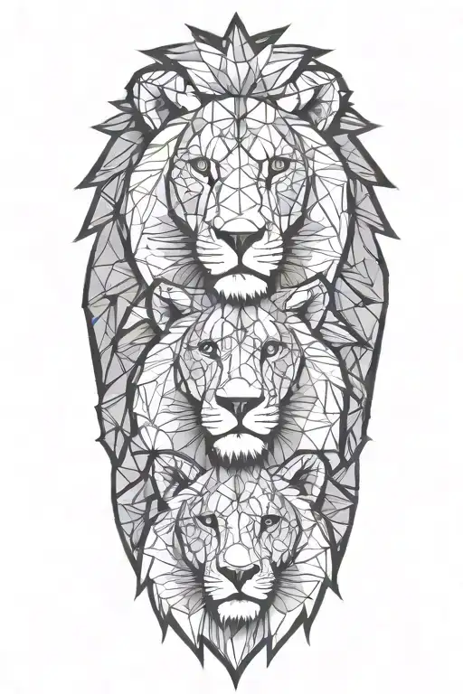 Lion family posing together tattoo design idea