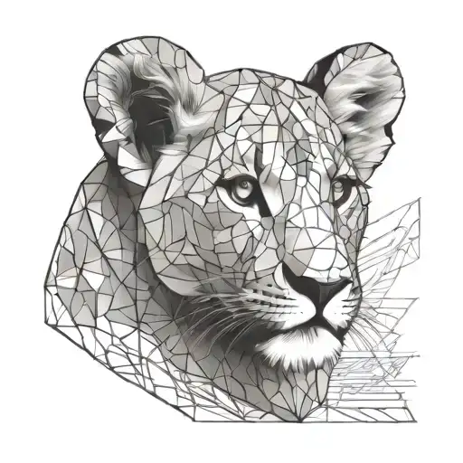 lion cub playing together tattoo design idea