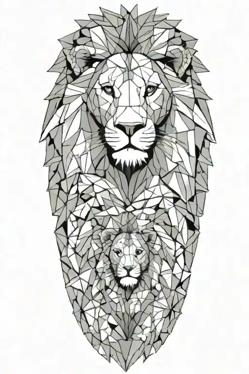 Lion family posing together tattoo design idea