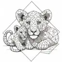 lion cub playing together tattoo design idea