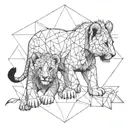 lion cub playing together tattoo design idea
