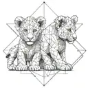 lion cub playing together tattoo design idea