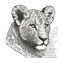 lion cub playing together tattoo design idea