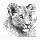 lion cub playing together tattoo design idea