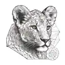 lion cub playing together tattoo design idea