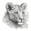 lion cub playing together tattoo design idea