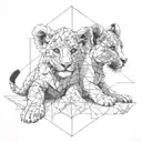 lion cub playing together tattoo design idea