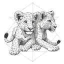 lion cub playing together tattoo design idea