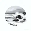 ocean waves breaking on rocks tattoo design idea
