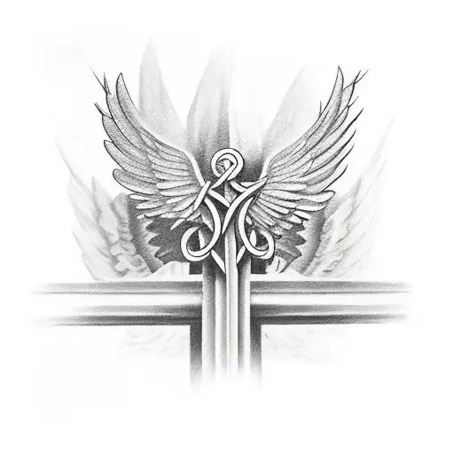 Cross with wings tattoo design idea