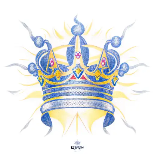 King's Crown with sun stripes tattoo design idea